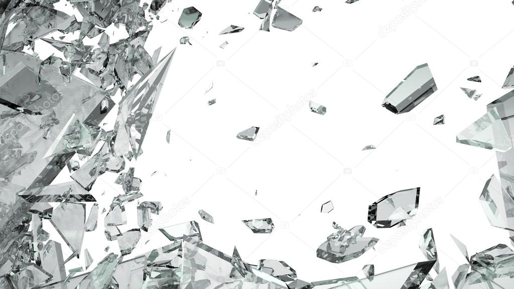 Shattered or broken glass Pieces isolated, Stock image