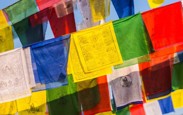 Drapeaux de prière bouddhistes colorés — Photo