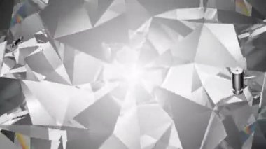 Şırıngalar ve ilaç şişeleri kaleydoskop soyutlama arka planına yayılır. Covid 19 ve Coronavirus. 3D canlandırma, 3D canlandırma