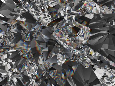 Elmas yapısı yıldız şekli ve kaleydoskop arka planı. Yuvarlak değerli taşın en üst görünümü 3D çizim, 3d illüstrasyon