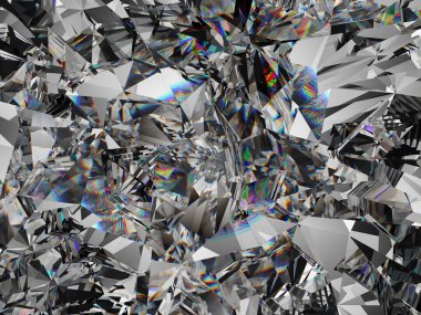 Gemstone elması ya da parlak cam üçgen desenli kaleydoskop. 3d görüntüleme, 3d illüstrasyon