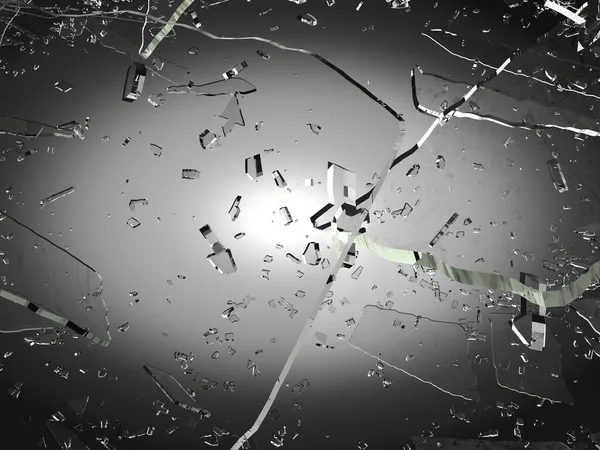 Pieces Glass Broken Cracked Smashed Illustration Rendering — Stock Photo, Image