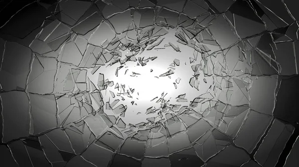 Pieces Glass Broken Cracked Spot Light Vignette Background Illustration Rendering — Stock Photo, Image