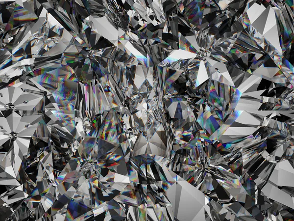 宝石钻石或闪闪发光的玻璃三角形纹理万花筒背景 3D渲染 3D说明 — 图库照片