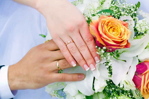 Las manos de los recién casados — Foto de Stock