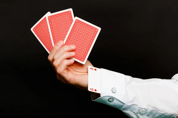 Playing cards and an ace in the hole — Stock Photo, Image