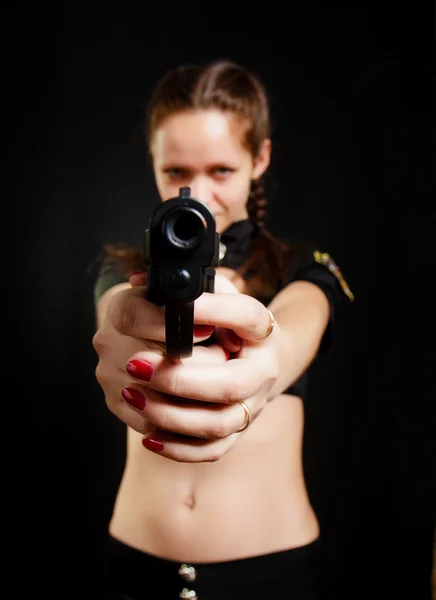 Sexy girl with gun — Stock Photo, Image