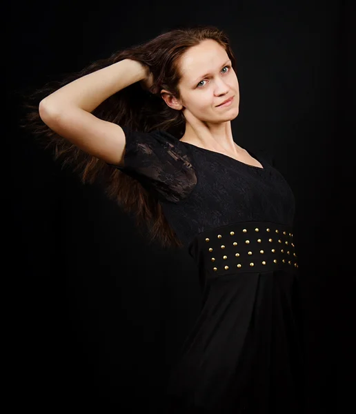 Girl with flowing long hair — Stock Photo, Image