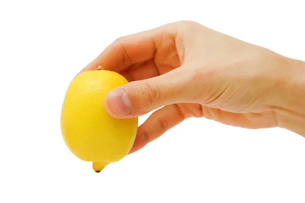 Man's hand holding a lemon — Stock Photo, Image