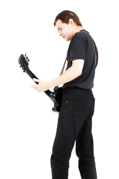 Músico de rock sobre fundo branco — Fotografia de Stock