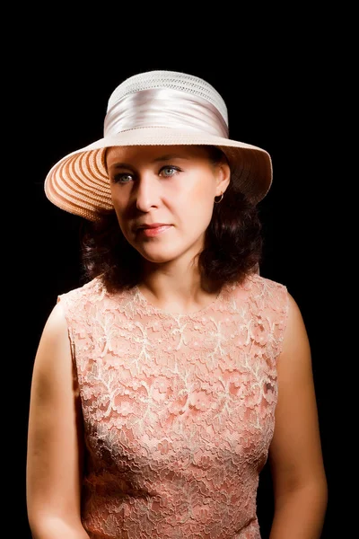 An attractive woman in a hat — Stock Photo, Image