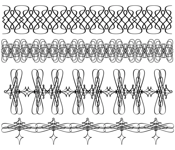 Des ornements répétés. Ensemble vectoriel de frontières — Image vectorielle