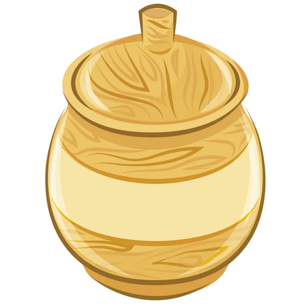 Wooden pot with a lid. vector illustration — Stock Vector