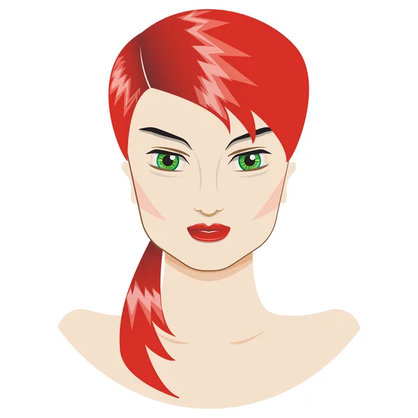 Vektorporträt eines schönen Mädchens mit roten Haaren — Stockvektor