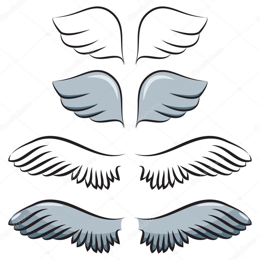 set of cartoon wings