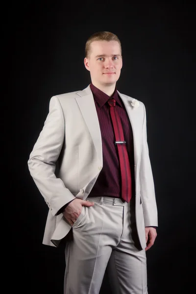 Young attractive man in a light suit and tie Stock Picture