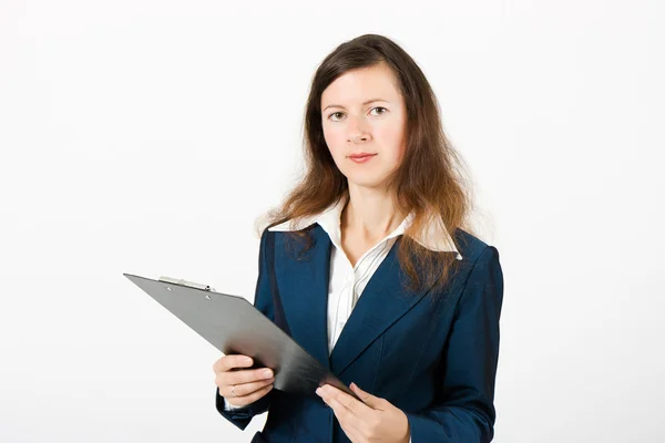 Girl with a clipboard — Stock Photo, Image