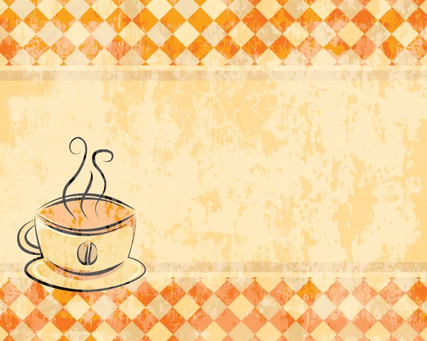 コーヒーのカップとレトロな背景 — ストックベクタ
