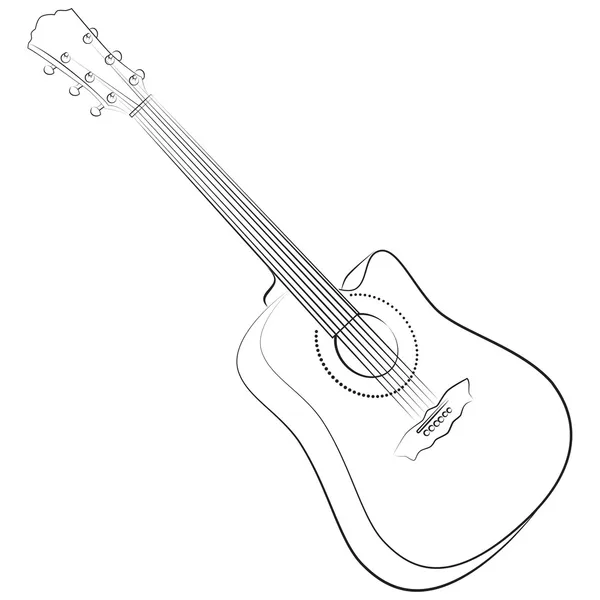 Guitarra acústica. Ilustración vectorial incolora — Archivo Imágenes Vectoriales