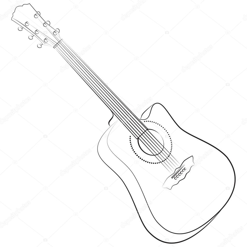 Acoustic guitar. Vector illustration colorless