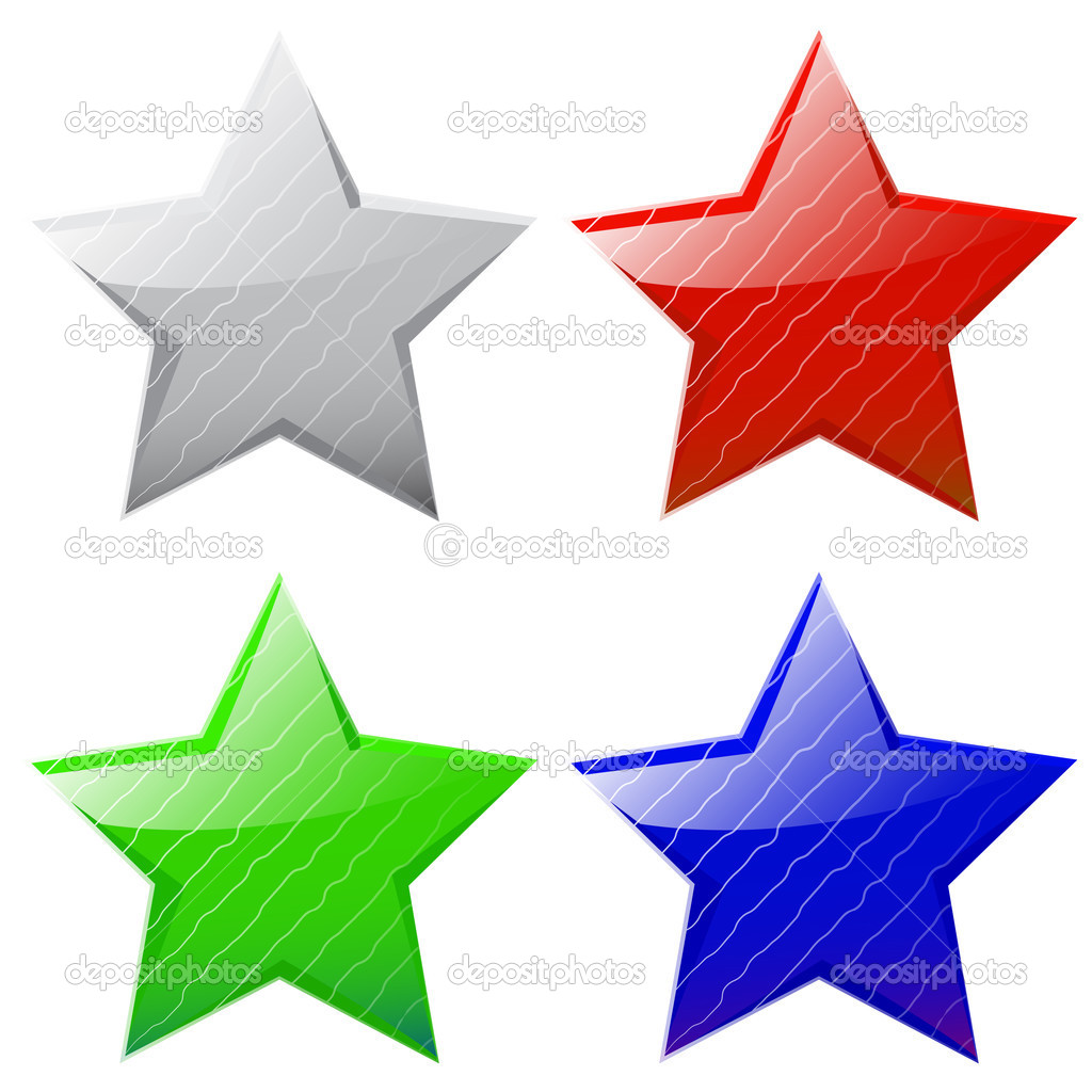 set of vector glossy five-pointed stars