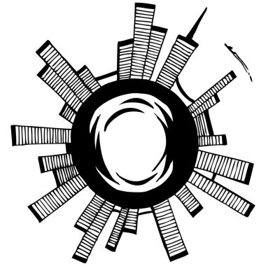 vektör çizim. şehir. siyah anahat eskiz
