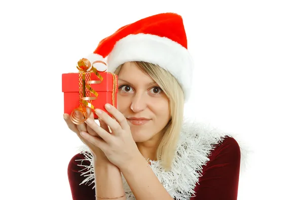 Beautiful girl with a gift — Stock Photo, Image