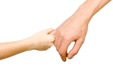 Adamın elini bir çocuğun elini tutarak