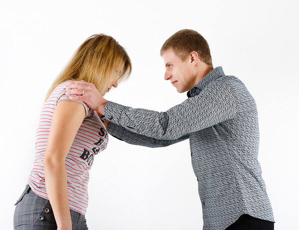 young woman fighting with a man