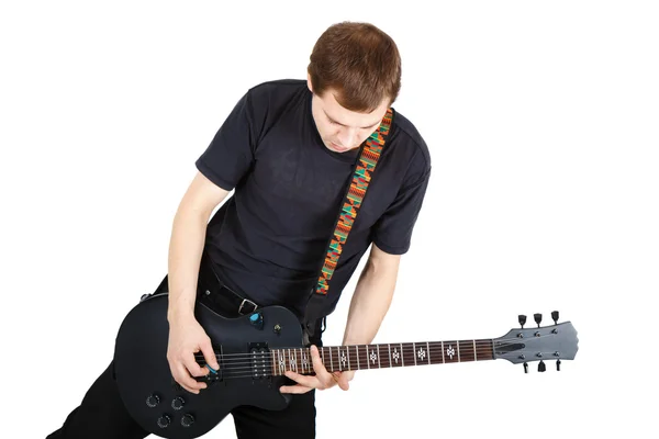 Homme avec une guitare électrique — Photo