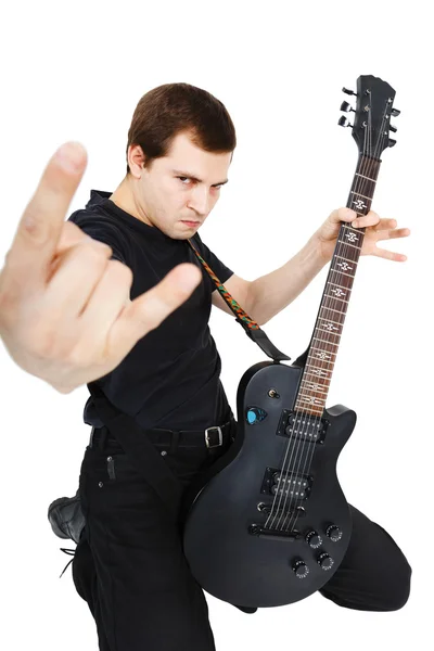Man with an electric guitar — Stock Photo, Image