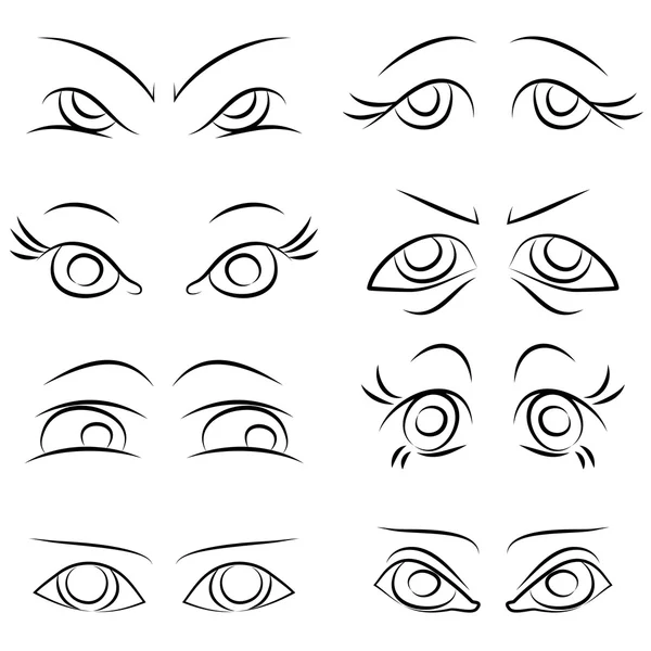 Duygular. gözleri çiftleri kümesidir. vektör — Stok Vektör