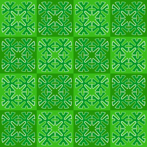 Green squares with ornament. seamless — Stock Vector