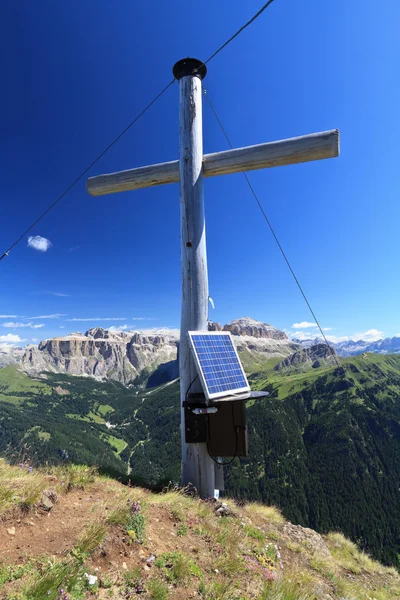 Dolomiti - cross in Crepa Neigra peak — Stock Photo, Image