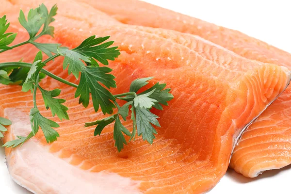 Trout fillet with parsley closeup — Stock Photo, Image