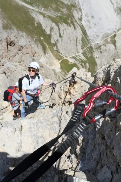 Klettern am Klettersteig — Stockfoto