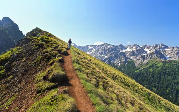 Wandelen op de bergkam — Stockfoto