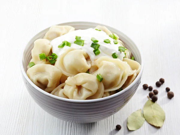 Knedlíky ruské pelmeni — Stock fotografie