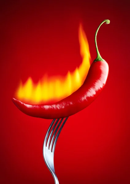 Hořící červené chili pepper — Stock fotografie