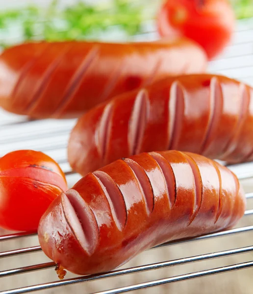 Izgara sausagesgrilled sosis — Stok fotoğraf