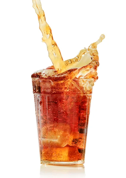 Pouring cola and cola splash — Stock Photo, Image