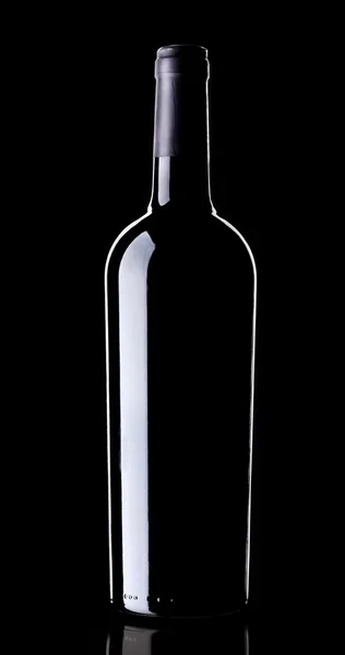 Wine bottle silhouette on black background — Stock Photo, Image