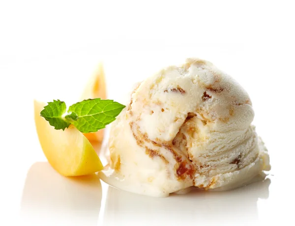 Scoop of ice cream on white background — Stock Photo, Image