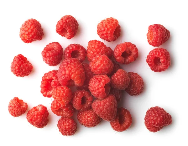 Red raspberries on a white background — Stock Photo, Image