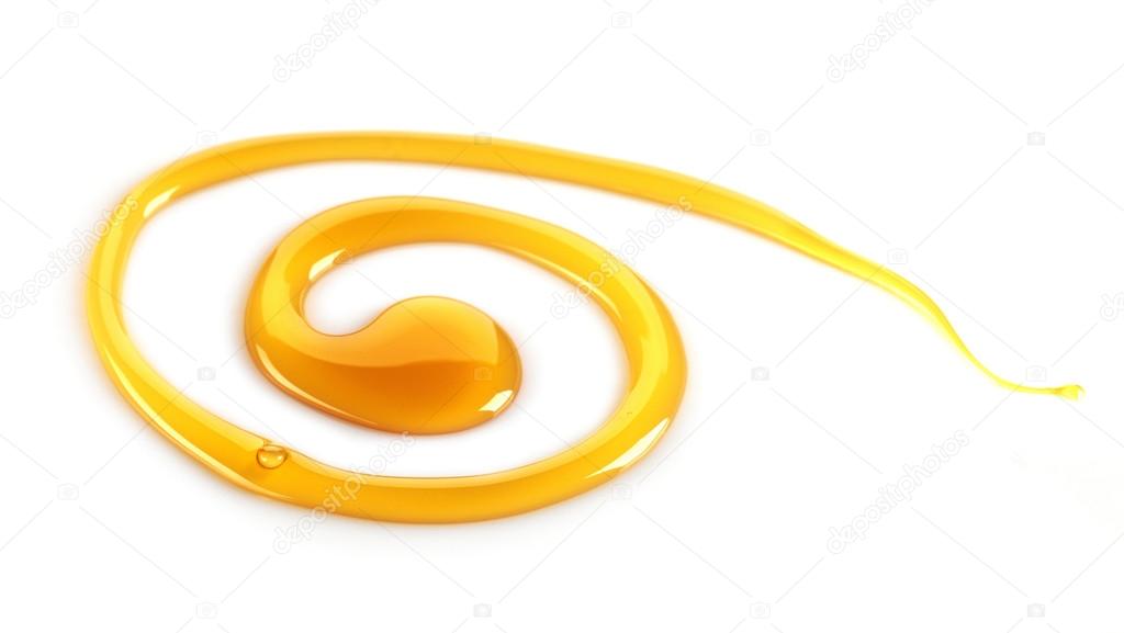 maple syrup swirl on white background