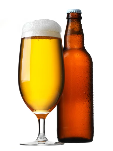 Bier Glas und Flasche — Stockfoto