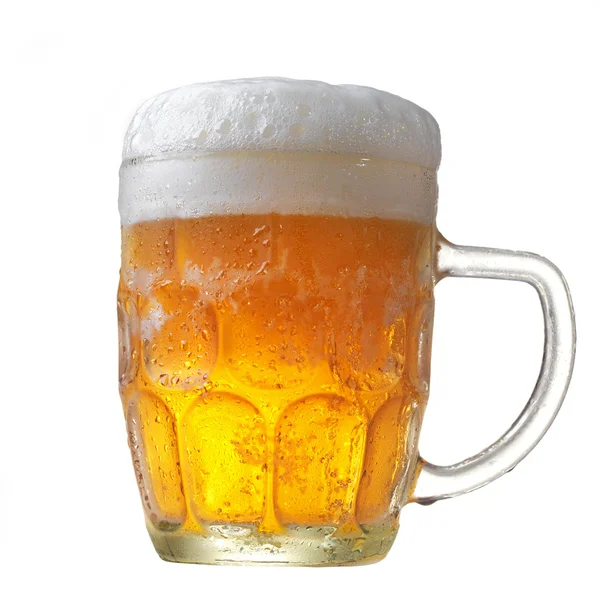 Caneca de cerveja no fundo branco — Fotografia de Stock