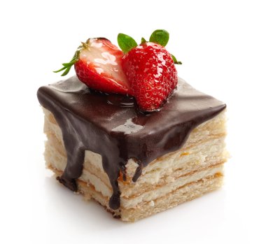 beyaz arkaplanda pasta