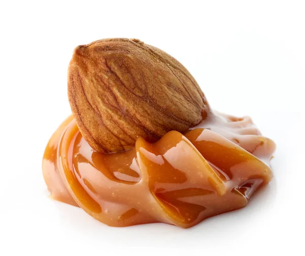 Almond Melted Caramel Isolated White Background Stock Picture