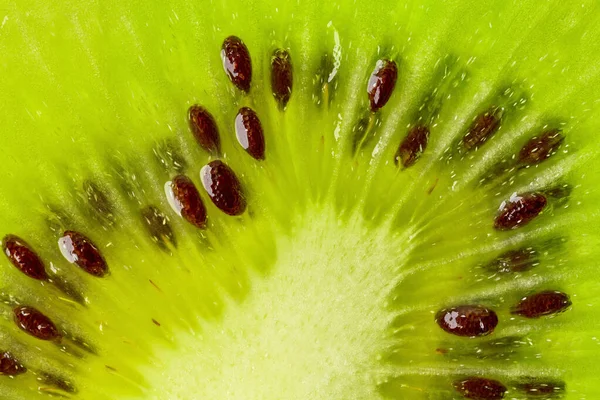 Świeże Zielone Kiwi Plasterki Makro — Zdjęcie stockowe